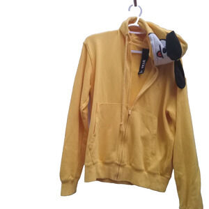 BT21 Bright Yellow Hooded Sweatshirt with Puppy Face Medium